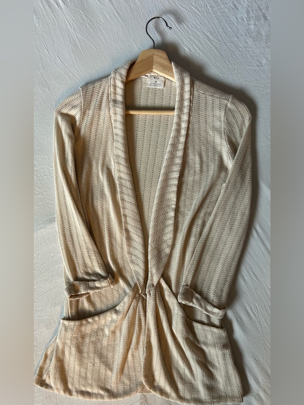 Pins & Needles Cream Open Knit Tie-Front Cardigan – Medium